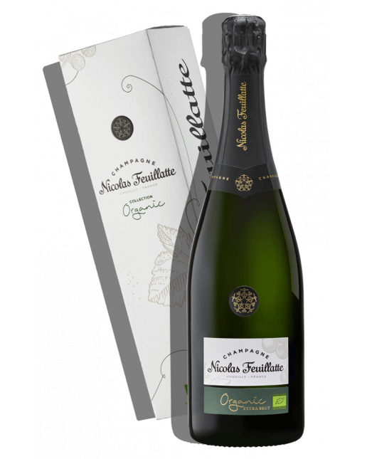 Organic Extra-Brut Champagne Nicolas Feuillatte - Packshot bottle and gift pack